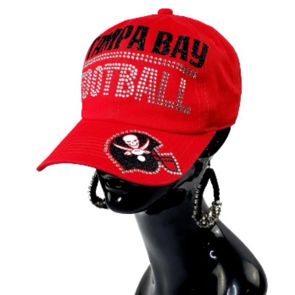 Tampa Bay Football Vintage V Neck Tee with Crystals & Shiny Lettering. - Picture 6 of 6